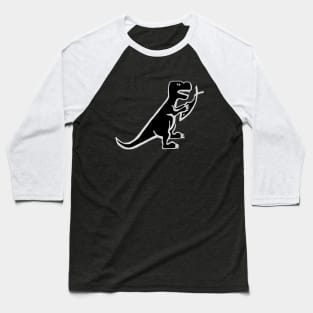 Dinosaur Eating a Fish Baseball T-Shirt